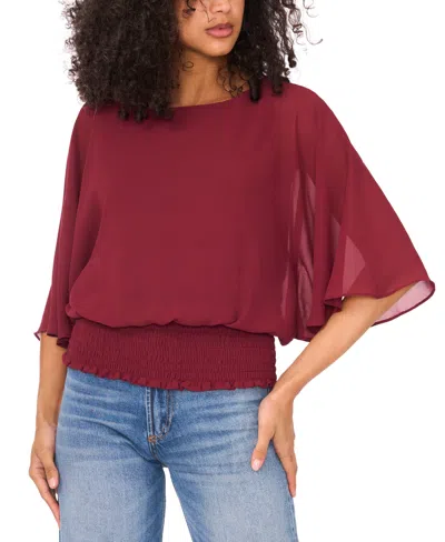 Sam & Jess Women's Smocked-waist Top In Burgundy