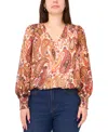 Sam & Jess Women's Smocked Waist V-neck Woven Top In Brown