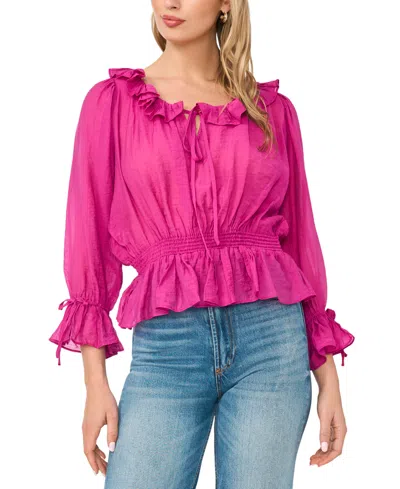 Sam & Jess Women's Tie-neck Ruffle-sleeve Top In Pink