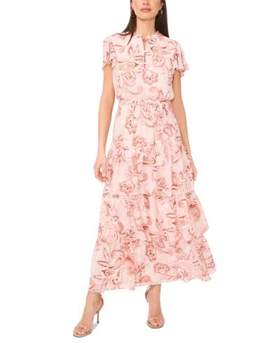 Sam & Jess Women's Tiered Floral Flutter-sleeve Maxi Dress In Mauve Paisely
