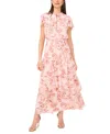 Sam & Jess Women's Tiered Floral Flutter-sleeve Maxi Dress In Mauve Paisely