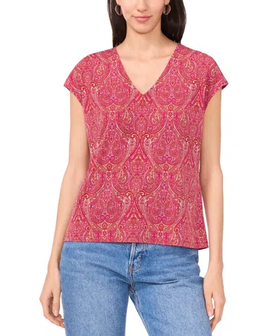 Sam & Jess Women's V-neck Cap-sleeve Top In Pink