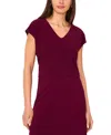 Sam & Jess Women's V-neck Cap-sleeve Top In Burgundy