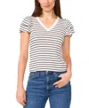 Sam & Jess Petite Ribbed Flutter-sleeve Striped Top In New Ivory Stipe