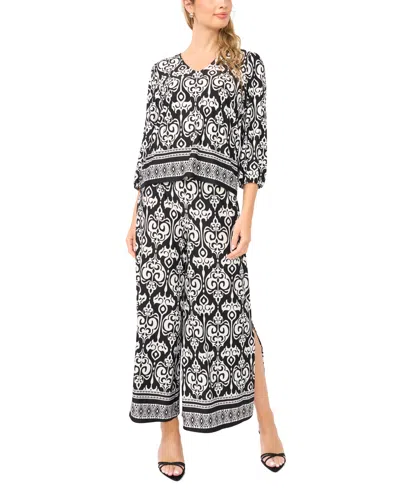 Sam & Jess Women's V-neck Printed Top In Black