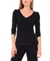 Sam & Jess Women's V-neck Volume Sleeve Top In Black
