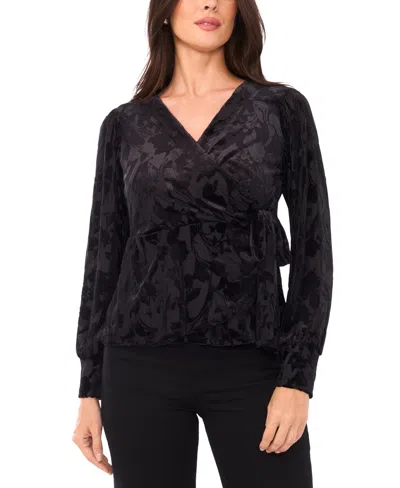 Sam & Jess Women's V-neck Wrap Top In Black