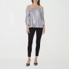 Sam & Jess Womens 3/4 Sleeve Blouse In Silver