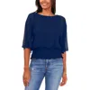 Sam & Jess Womens Butterfly Sleeve Smocked Waist Blouse In Blue