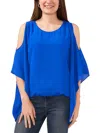 Sam & Jess Womens Cold Shoulder Cape Sleeve Blouse In Multi