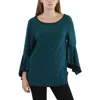 Sam & Jess Womens Contrast Trim Bell Sleeve Blouse In Blue