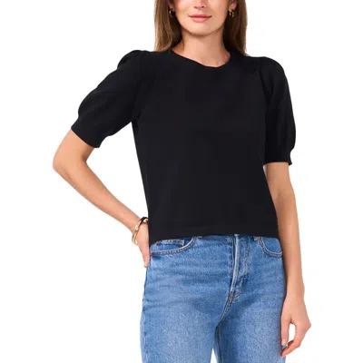 Sam & Jess Womens Crewneck Puff Sleeve Pullover Sweater In Black