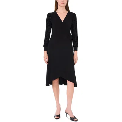 Sam & Jess Womens Faux-wrap Polyester Midi Dress In Black