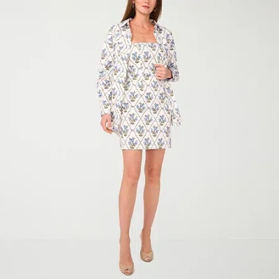 Sam & Jess Womens Floral Jacket Dress In Blue