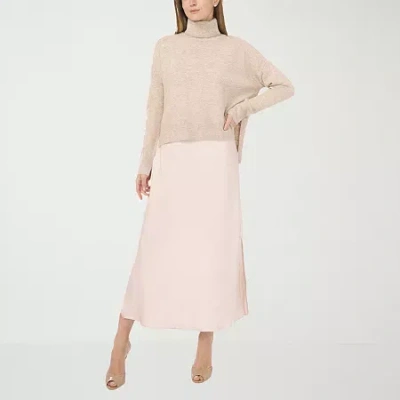 Sam & Jess Womens Long Sleeve Sweater Dress Set In Sand