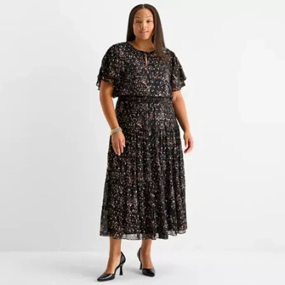 Sam & Jess Womens Plus Short Sleeve Maxi Dress In Black