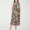 Sam & Jess Womens Plus Sleeveless Floral Maxi Dress In Black