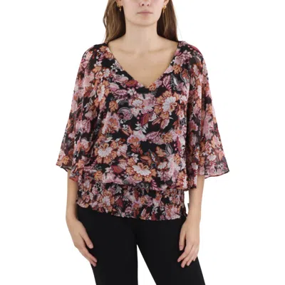 Sam & Jess Womens Printed Chiffon Blouse In Multi