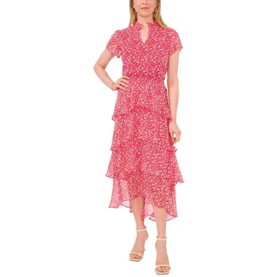 Sam & Jess Womens Printed Chiffon Midi Dress In Pink