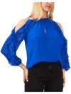 Sam & Jess Womens Ruffled Slit Sleeves Blouse In Blue