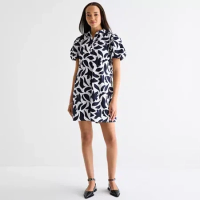 Sam & Jess Womens Short Sleeve Abstract Shift Dress In Blue