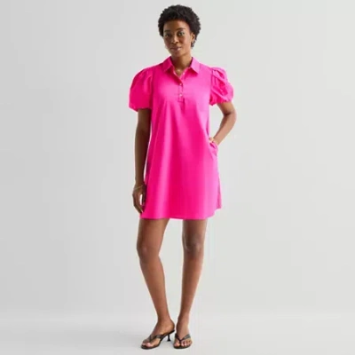 Sam & Jess Womens Short Sleeve Shift Dress In Pink