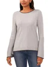 Sam & Jess Womens Side Slit Long Sleeve Crewneck Sweater In Silver
