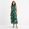 Sam & Jess Womens Sleeveless Floral Maxi Dress In Green