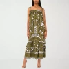 Sam & Jess Womens Sleeveless Floral Maxi Dress In Green