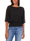 Sam & Jess Womens Solid Socked Waist Blouse In Black