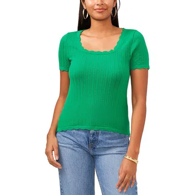 Sam & Jess Womens Square Neck Short Sleeve Pullover Sweater In Jolly Green