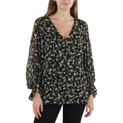 Sam & Jess Womens V-neck Office Blouse In Black