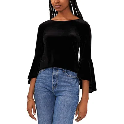 Sam & Jess Womens Velvet Bell Sleeve Blouse In Black