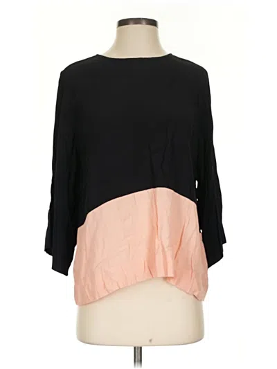 Pre-owned Sam & Lavi 3/4 Sleeve Top Black Color Block Pattern Boatneck Tops