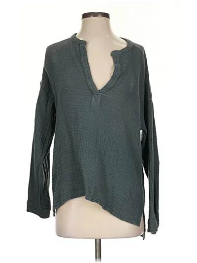 Pre-owned Sam & Lavi Long Sleeve Blouse In Green