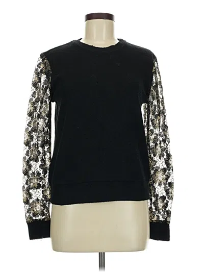 Pre-owned Sam & Lavi Long Sleeve Top Black Crew Neck Tops