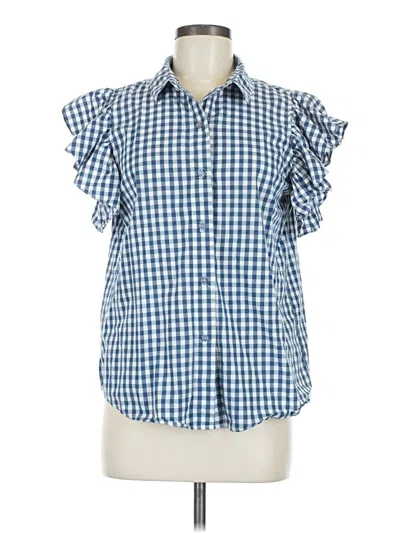 Pre-owned Sam & Lavi Short Sleeve Blouse In Blue