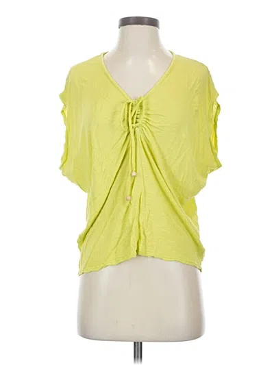Pre-owned Sam & Lavi Short Sleeve Top Green Keyhole Neckline Tops