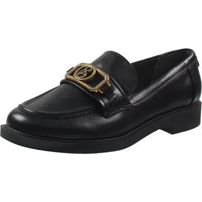 Sam & Libby Brooklyn Womens Faux Fur Man Made Loafers In Black
