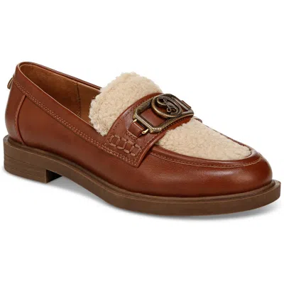Sam & Libby Brooklyn Womens Faux Fur Man Made Loafers In Aged Whiskey