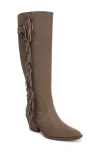 Sam & Libby Women's Farrah Western Fringe Knee High Boots In Animal Print