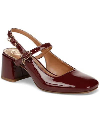Sam & Libby Grace Block-heel Slingback Pumps In Spiced Plum Patent
