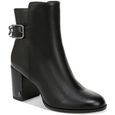 Sam & Libby Jett Womens Block Heel Faux Leather Ankle Boots In Black