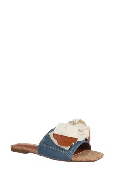 Sam & Libby Leni Bow Slide Sandal In Mid Blue