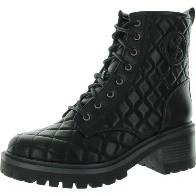 Sam & Libby Otis Womens Block Heel Lug Sole Combat & Lace-up Boots In Black