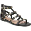 Sam & Libby Women's Rhonda Studded Gladiator Flat Sandals In Black