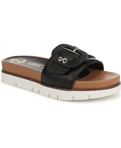 Sam & Libby Women's Andi Buckle Platform Footbed Sandals In Black