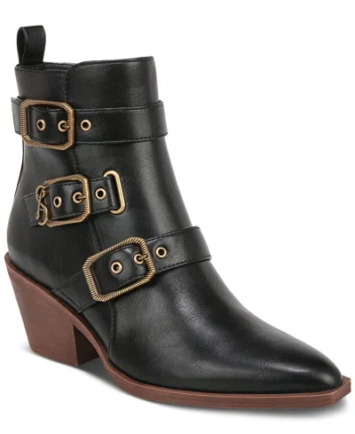Sam & Libby Women's Finnley Western Buckle Booties In Black Smooth