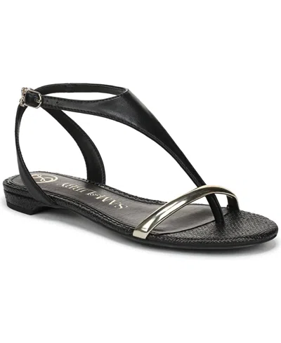 Sam & Libby Women's Hayden T Strap Flat Sandals In Black