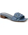 Sam & Libby Women's Kandie Buckle Block Heel Slide Sandals In Light Blue Denim